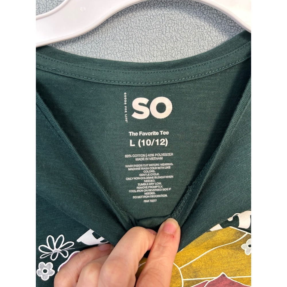 SO The Favorite Tee Girls Large 10/12 Green Elevate Your Mind Graphic T-Shirt - Picture 2 of 6